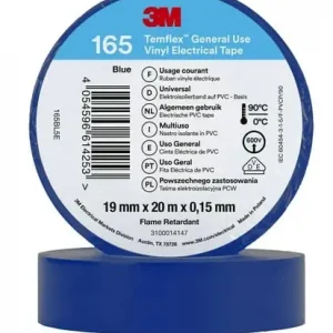 3M Temflex elektrisk vinyltape 165, blå PVC, 19 mm x 20 m | Outlet
